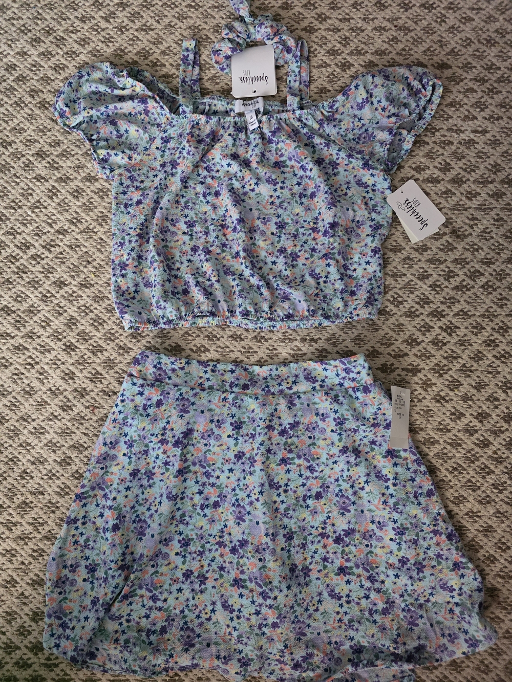 Speechless Kids Floral Two-Piece Set in Light Blue New With Tag